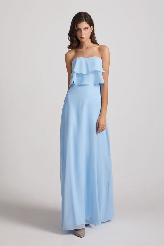 Strapless Long Chiffon Boho Bridesmaid Dress UK
