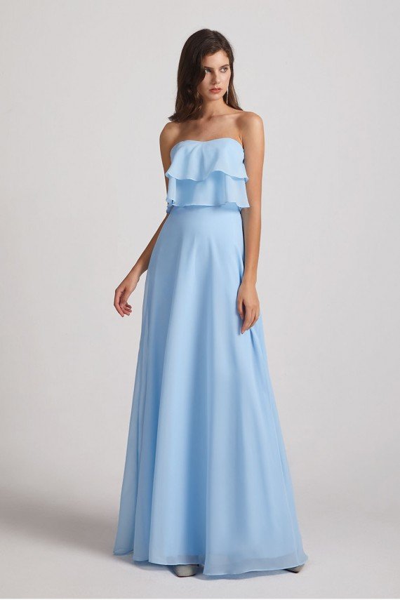 Strapless Long Chiffon Boho Bridesmaid Dress UK