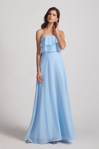 Strapless Long Chiffon Boho Bridesmaid Dress UK