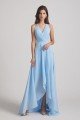 V-Neck Sleeveless Criss-Cross Back Asymmetrical Hi-Lo Bridesmaid Dress UK