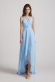 V-Neck Sleeveless Criss-Cross Back Asymmetrical Hi-Lo Bridesmaid Dress UK