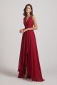 Straps V-Neck Chiffon Country High Low Bridesmaid Dress UK