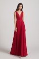 Wide Straps Double V-Neck Crinkle Chiffon Bridesmaid Dress UK
