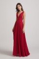 Wide Straps Double V-Neck Crinkle Chiffon Bridesmaid Dress UK