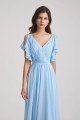 Crinkle Chiffon Bridesmaid Dress with Open Flutter Sleeves UK
