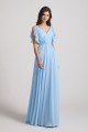 Crinkle Chiffon Bridesmaid Dress with Open Flutter Sleeves UK