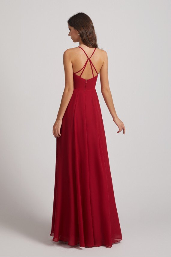 Halter Chiffon Maxi Dress with Side Slit UK