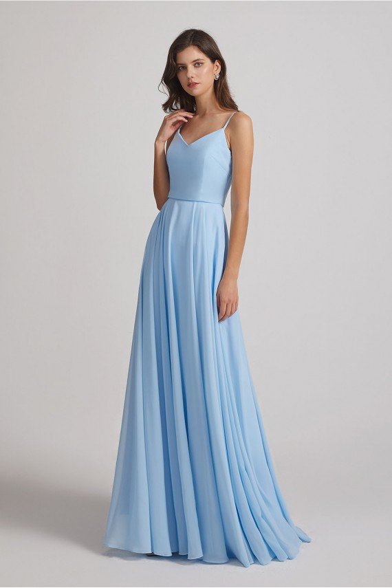 V-Neck Spaghetti Straps A-Line Chiffon Bridesmaid Dress UK
