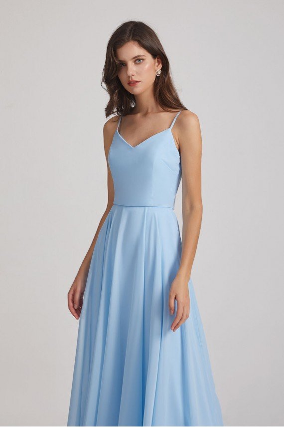 V-Neck Spaghetti Straps A-Line Chiffon Bridesmaid Dress UK