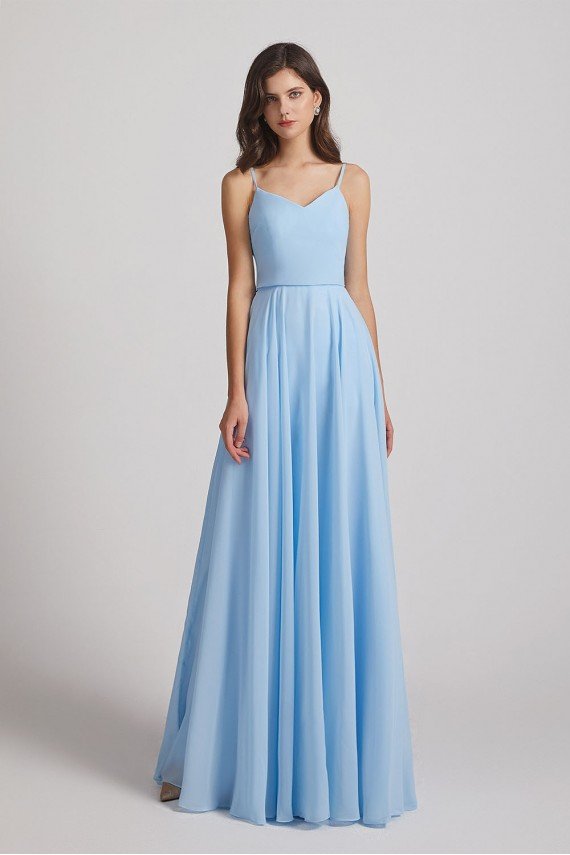 V-Neck Spaghetti Straps A-Line Chiffon Bridesmaid Dress UK