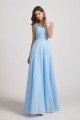 V-Neck Sleeveless Pleated Chiffon Bridesmaid Dress with Back Tie UK