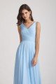 V-Neck Sleeveless Pleated Chiffon Bridesmaid Dress with Back Tie UK