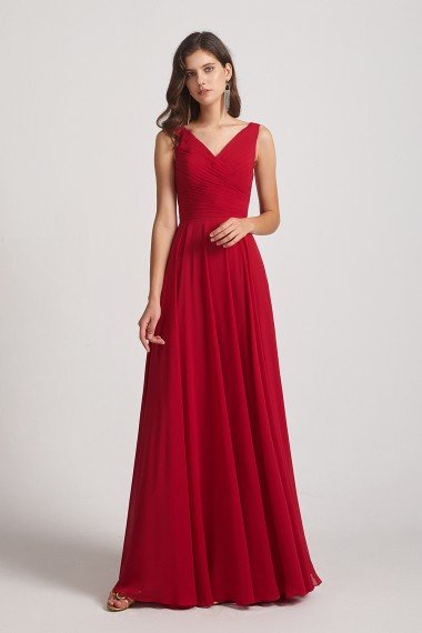 Straps Pleated A-Line Chiffon Sleeveless Bridesmaid Dress UK
