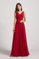 Straps Pleated A-Line Chiffon Sleeveless Bridesmaid Dress UK