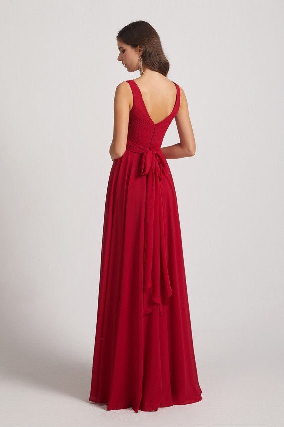 Straps Pleated A-Line Chiffon Sleeveless Bridesmaid Dress UK