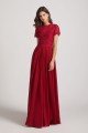 Jewel Lace Top Short Sleeve Long Chiffon Bridesmaid Dress UK