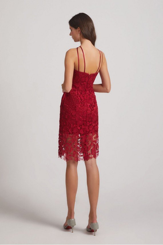 Jewel Sleeveless Sheath Short Lace Bridesmaid Dress UK
