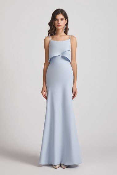 Spaghetti Straps Tiered Top Maxi Bridesmaid Dress UK