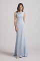 Cowl Fitted Trumpet Sleeveless Blue Bridesmaid Dress UK