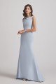 Cowl Fitted Trumpet Sleeveless Blue Bridesmaid Dress UK
