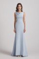 Cowl Fitted Trumpet Sleeveless Blue Bridesmaid Dress UK