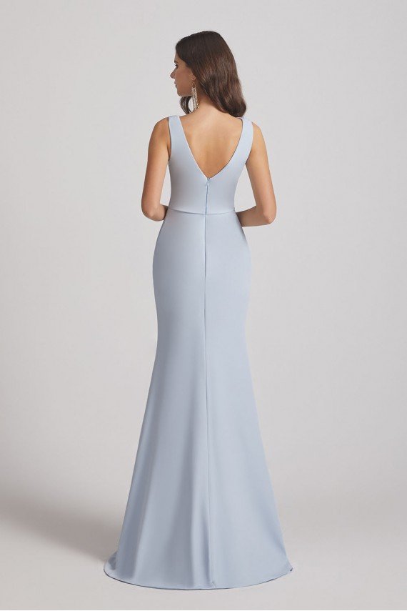 Cowl Fitted Trumpet Sleeveless Blue Bridesmaid Dress UK
