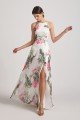 Floral Print Halter Bridesmaid Dress Ink Wash Painting UK