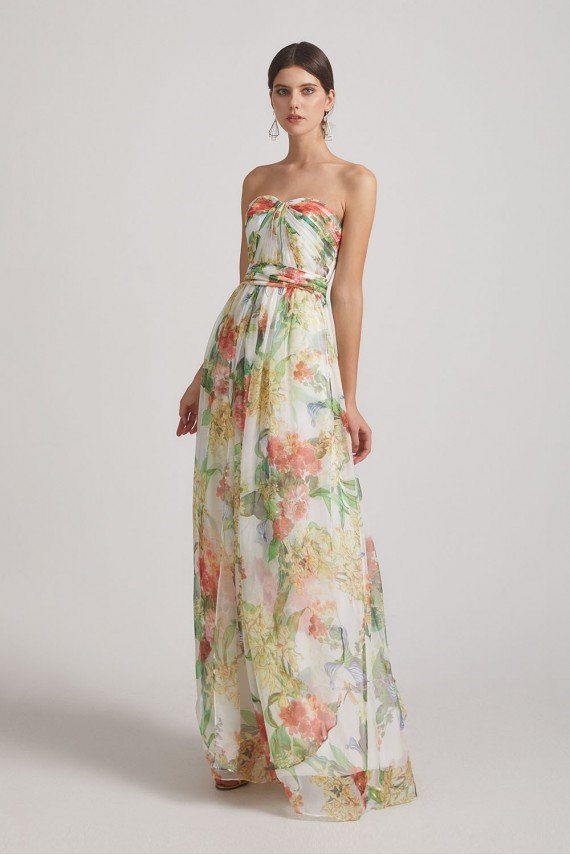 Floral Bridesmaid Dress with Strapless Sweetheart UK