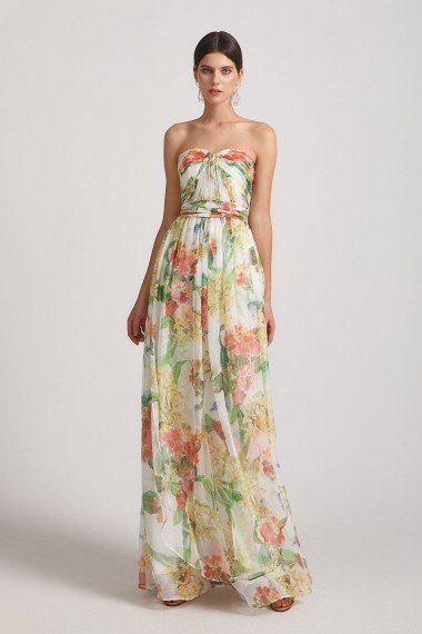 Floral Bridesmaid Dress with Strapless Sweetheart UK