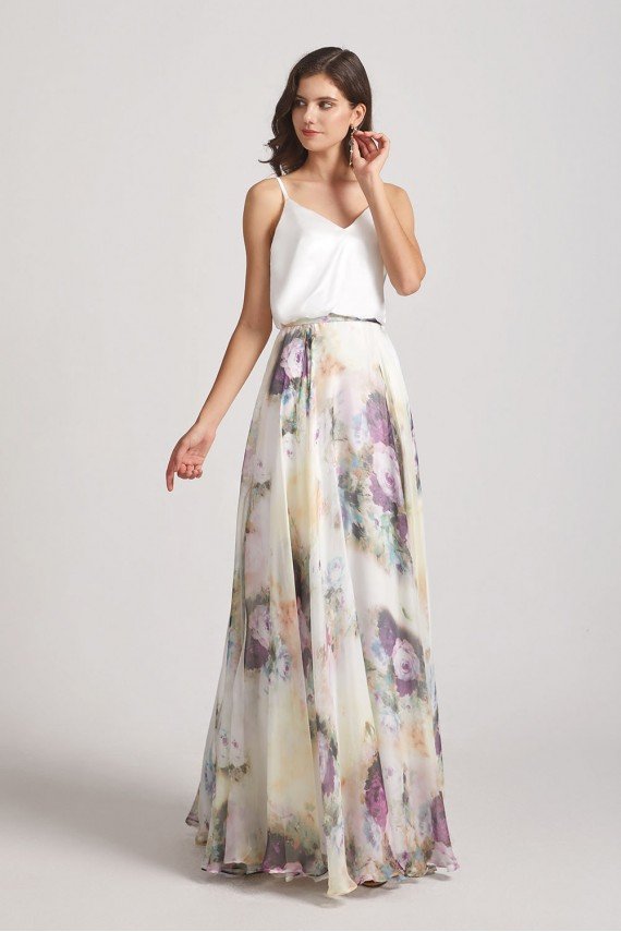 Spaghetti Straps Satin Top Floral Maxi Dress UK