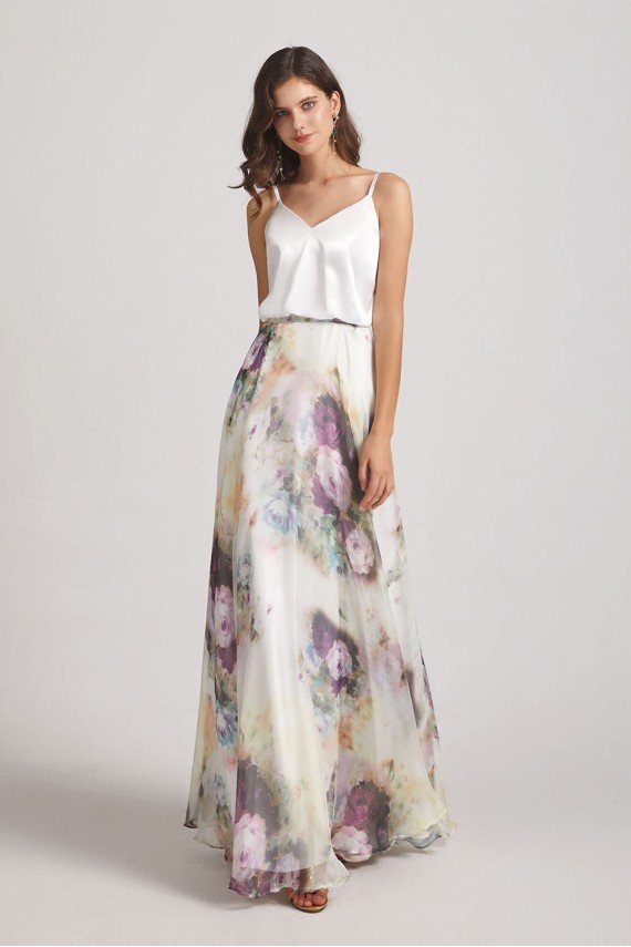Spaghetti Straps Satin Top Floral Maxi Dress UK