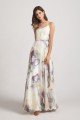 V-Neck Spaghetti Straps Floral Bridesmaid Dress UK