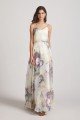 V-Neck Spaghetti Straps Floral Bridesmaid Dress UK