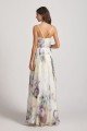 V-Neck Spaghetti Straps Floral Bridesmaid Dress UK