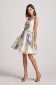 Floral-Print Slender Straps Short Bridesmaid Dress UK