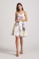 Floral-Print Slender Straps Short Bridesmaid Dress UK