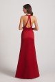 V-Neck Straps Front Split Long Satin Bridesmaid Dress UK