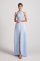 Jewel Keyhole Satin Floor Length Bridesmaid Dress with Front Slit UK