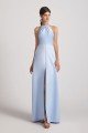 Jewel Keyhole Satin Floor Length Bridesmaid Dress with Front Slit UK