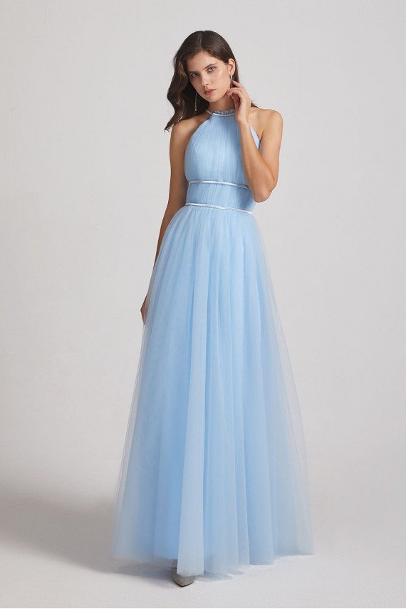 Halter Ruched Crisscross Tulle Bridesmaid Dress UK