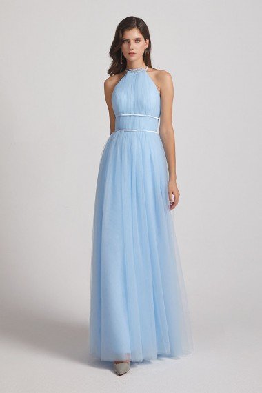 Halter Ruched Crisscross Tulle Bridesmaid Dress UK
