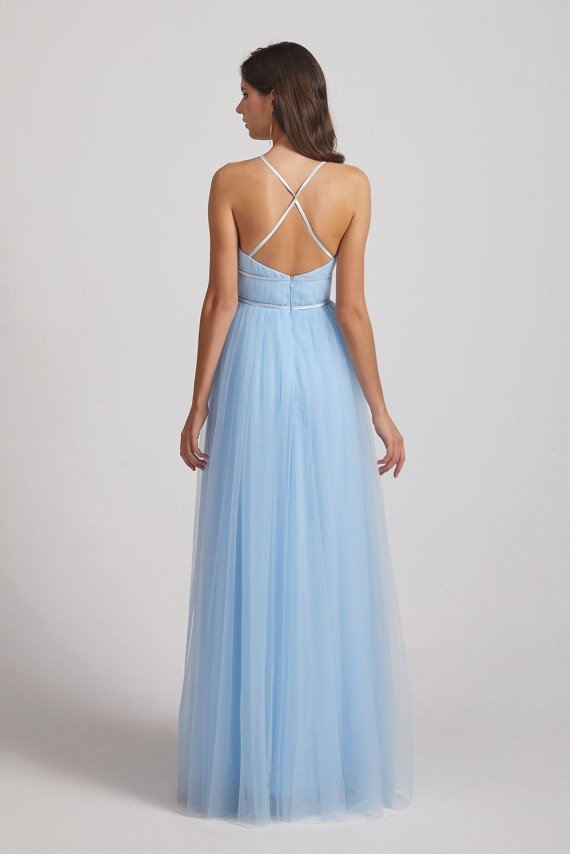 Halter Ruched Crisscross Tulle Bridesmaid Dress UK