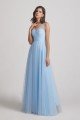 V-Neck Sleeveless Sheer Back Long Tulle Bridesmaid Dress UK
