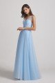 V-Neck Sleeveless Sheer Back Long Tulle Bridesmaid Dress UK