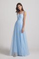 V-Neck Sleeveless Sheer Back Long Tulle Bridesmaid Dress UK
