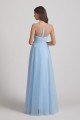 V-Neck Sleeveless Sheer Back Long Tulle Bridesmaid Dress UK