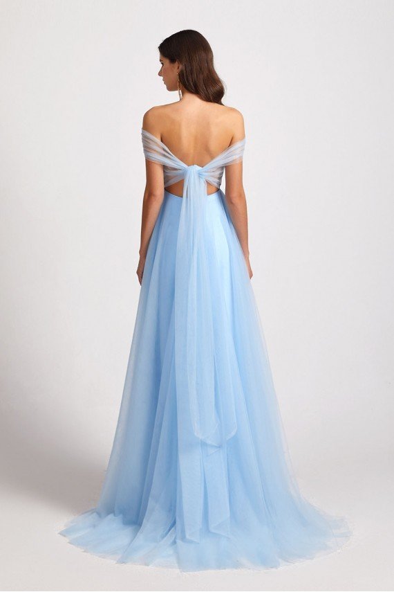 Sweetheart Backless Long Tulle Bridesmaid Dress UK