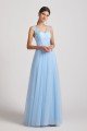 A-Line V-Neck Long Tulle Bridesmaid Dress with Straps UK