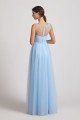 A-Line V-Neck Long Tulle Bridesmaid Dress with Straps UK