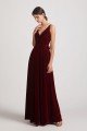 Spaghetti Straps Velvet Faux Wrap Bridesmaid Dress with Waist Tie UK